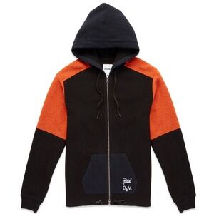 CONVERSE Patta Diviation Full Zip Hoodie Sweatshirt Jacket Black/Blue/Orange S